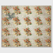 マッシュルームブラウンウッドランドヴィンテージソング金ゴールドノート ラッピングペーパー (フラット)