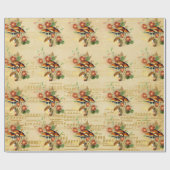 マッシュルームブラウンオレンジヴィンテージソング金ゴールドノート ラッピングペーパー (フラット)