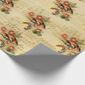 マッシュルームブラウンオレンジヴィンテージソング金ゴールドノート ラッピングペーパー (角)