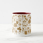 マッシュルームブラウンホワイトマグカップ ツートーンマグカップ (中央)