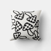 マッシュルームブラック&ホワイト装飾用クッション クッション (裏面)