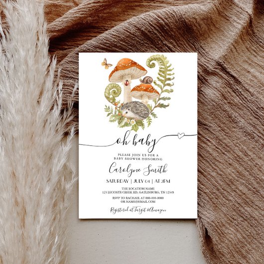 マッシュルームヘッジホッグLadybeetベビーシャワー招待状 招待状