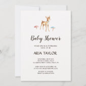 マッシュルームベビーシャワー付き水彩鹿 招待状 (正面)