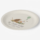 マッシュルームポップ・アートのハリネズミ赤ちゃんシャワー準備 ペーパープレート (アングル)