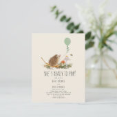 マッシュルームポップ・アートのヘッジホッグバルーングリーンベビー 招待状 (スタンド正面)