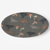 マッシュルームモスバタフライパターン ペーパープレート (アングル)