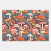 マッシュルームレトロオレンジブラウンコテージコア ラッピングペーパーシート (正面3)