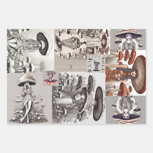 マッシュルームヴォーグレディ ラッピングペーパーシート (正面)