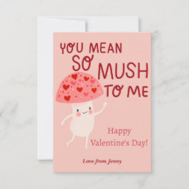 マッシュルーム教室バレンタインのノートカード 招待状