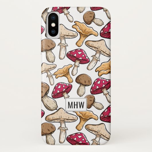 マッシュルーム柄のカスタムモノグラムフォンケース Case-Mate iPhoneケース (裏面)