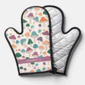 マッシュルーム柄オレンジかわいいパーソナライズされたプレゼント 鍋つかみ (正面/裏面)