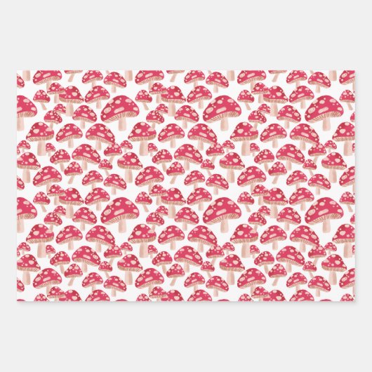 マッシュルーム森林包装紙セット ラッピングペーパーシート (正面2)