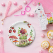 マッシュルーム森林虫ベビーシャワー ペーパープレート (パーティー)