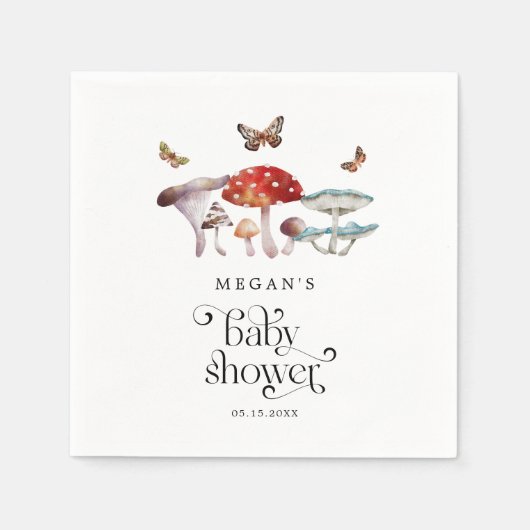 マッシュルーム森林赤ちゃんシャワー スタンダードカクテルナプキン (正面)