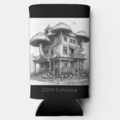 マッシュルーム白黒 スリム缶クーラー (裏面)