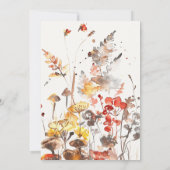 マッシュルーム秋ワイルドフラワーサビ結婚ーズ 招待状 (裏面)