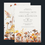 マッシュルーム秋ワイルドフラワーサビ結婚ーズ 招待状<br><div class="desc">エレガントきのこ秋野生の花さび結婚式招待状テンプレート</div>