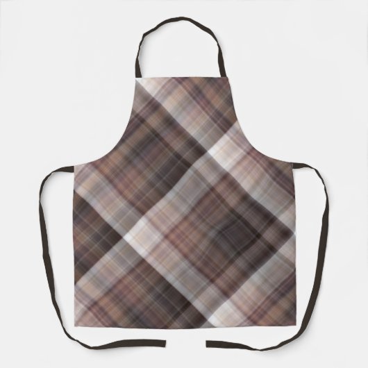 マッシュルーム素朴な茶色の格子縞 エプロン (正面)