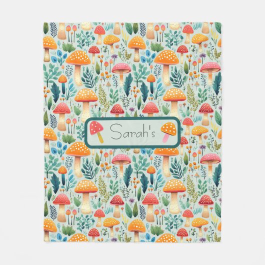 マッシュルーム緑園 フリースブランケット (正面)