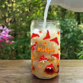 マッシュルーム花かわいいレトロ10代のかわいい追加の名前 ガラス缶