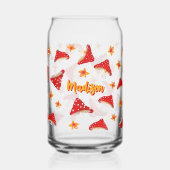 マッシュルーム花かわいいレトロ10代のかわいい追加の名前 ガラス缶 (左)