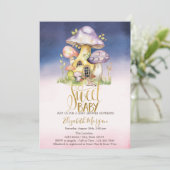 マッシュルーム花ドットグラデーション赤ちゃんシャワー 招待状 (スタンド正面)