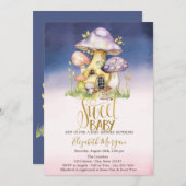 マッシュルーム花ドットグラデーション赤ちゃんシャワー 招待状 (正面/裏面)