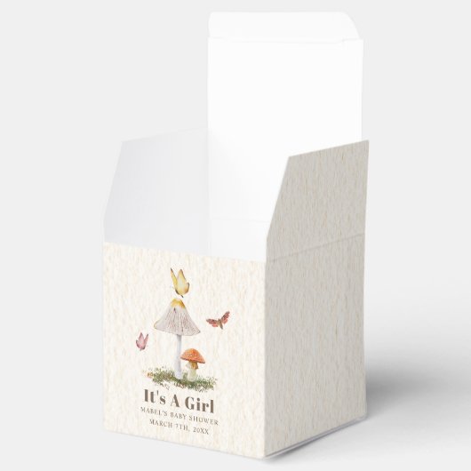 マッシュルーム蝶ウッドランドガールベビーシャワー フェイバーボックス (オープン)