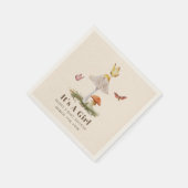 マッシュルーム蝶ウッドランドガールベビーシャワーNa スタンダードカクテルナプキン (角)