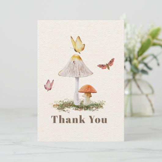 マッシュルーム蝶ベビーシャワー サンキューカード (スタンド正面)