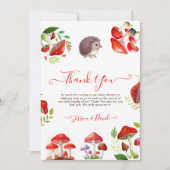 マッシュルーム赤い水の色の森の赤素朴ちゃんシャワー サンキューカード (正面)