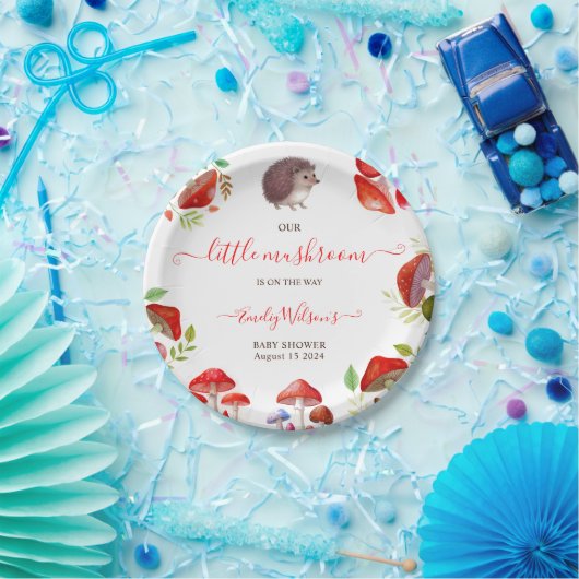 マッシュルーム赤い水の色の森の赤素朴ちゃんシャワー ペーパープレート (パーティー)