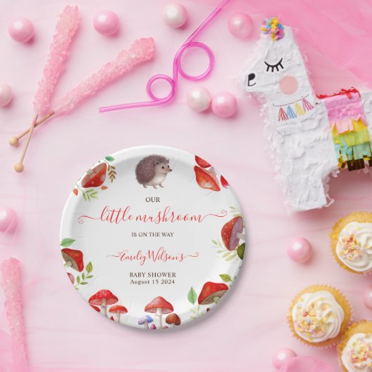 マッシュルーム赤い水の色の森の赤素朴ちゃんシャワー ペーパープレート (パーティー)