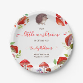 マッシュルーム赤い水の色の森の赤素朴ちゃんシャワー ペーパープレート