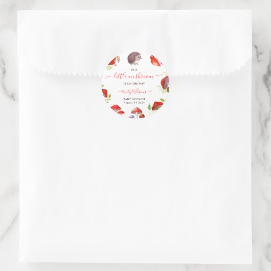 マッシュルーム赤い水の色の森の赤素朴ちゃんシャワー ラウンドシール (バッグ)