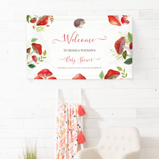 マッシュルーム赤い水の色の森の赤素朴ちゃんシャワー 横断幕 (インサイチュ)