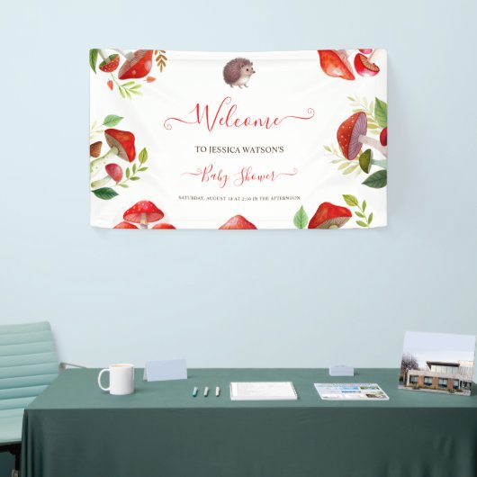 マッシュルーム赤い水の色の森の赤素朴ちゃんシャワー 横断幕 (トレードショー)