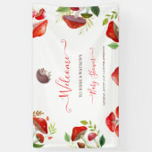 マッシュルーム赤い水の色の森の赤素朴ちゃんシャワー 横断幕 (縦)