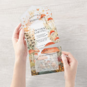 マッシュルーム魅惑された森結婚林 オールインワン招待状 (貼ってはがせる)