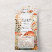 マッシュルーム魅惑された森結婚林 オールインワン招待状 (内側)