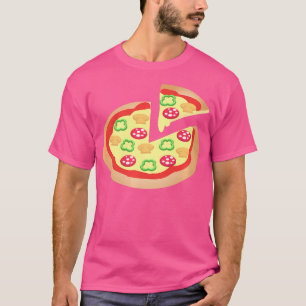 マッシュルーム+ピーマン+ペペロニのピザ Tシャツ