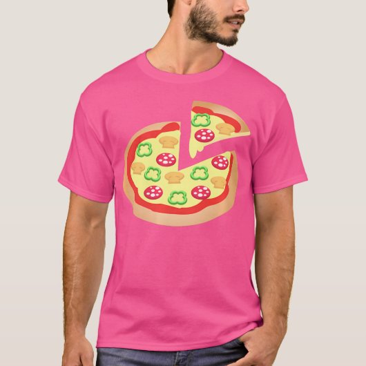 マッシュルーム+ピーマン+ペペロニのピザ Tシャツ (正面)