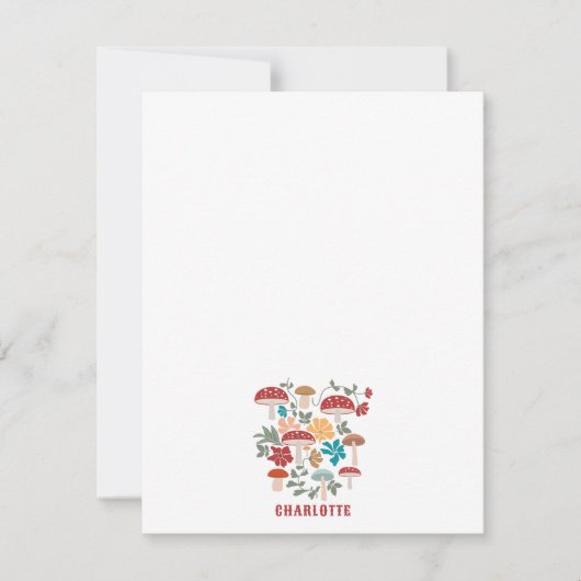 マッシュルーム&フローラミッドセンチュリーモダン名前をカスタムする ノートカード (正面)