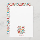 マッシュルーム&フローラミッドセンチュリーモダン名前をカスタムする ノートカード (正面/裏面)