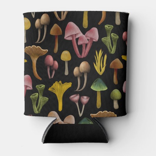 マッシュルーム、地衣類カラフル菌 缶クーラー (正面)