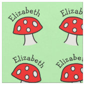 マッシュルーム（赤）の名前の織物 ファブリック (クローズアップ)