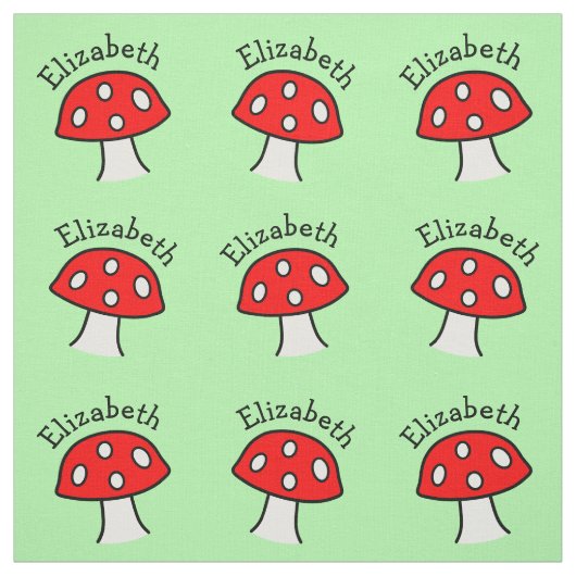 マッシュルーム（赤）の名前の織物 ファブリック (見本)