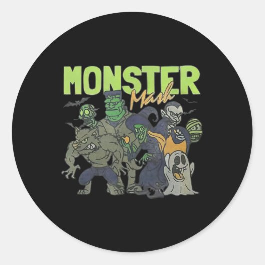 マッシュヴィンテージ幽霊ハロウィンおもしろい ラウンドシール (正面)