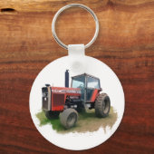 マッシーファーガソンレッドトラクターインザフィールド キーホルダー (正面)