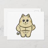 マッスルがっちりな腹筋六パックのネコ ポストカード (正面/裏面)